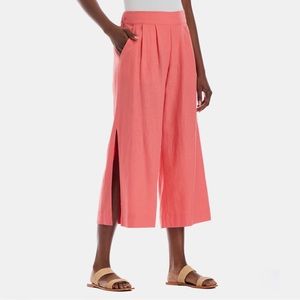 Ellen Tracy coral linen blend crop pants with side slit bright coral